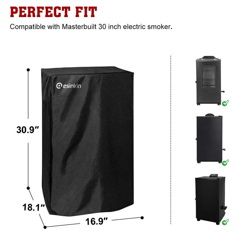 Esinkin 30-Inch Electric Smoker Cover for Masterbuilt Electric Smoker, Dust UV Durable Waterproof and Conveninet, Black - Image 2